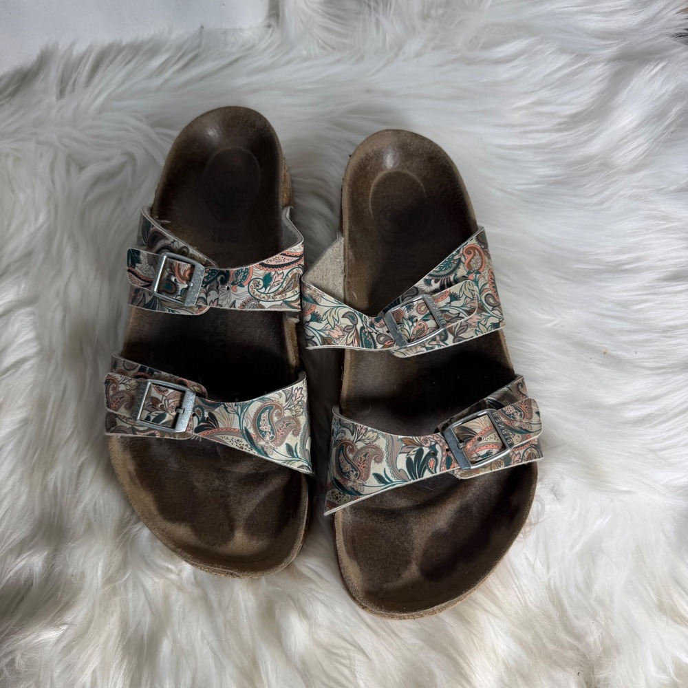 Birkenstock Sydney Floral Paisley Sandals Womens Size 40 L9 M7 Comfort Slides - Picture 3 of 8
